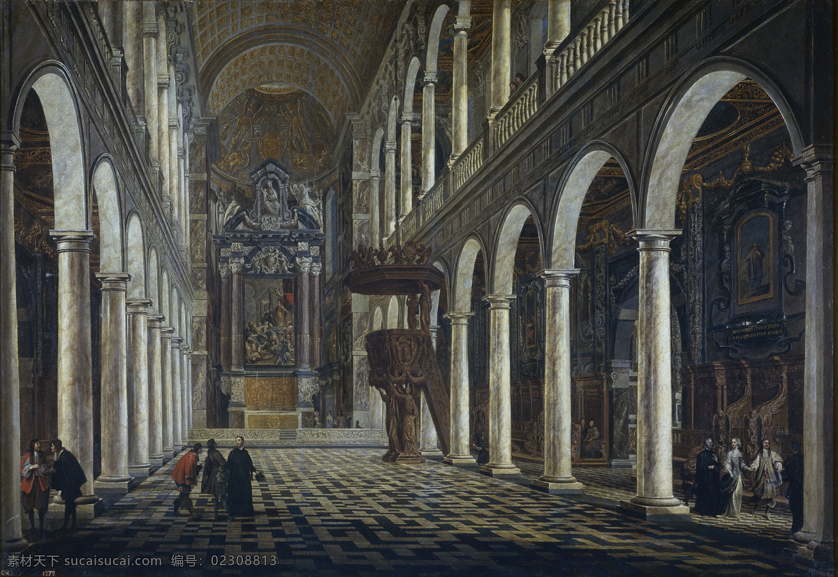 amberes 大师 画家 古典 画 建筑 景物 装饰画 油画 jesuitas los de iglesia la antoon gheringh 人物 高清 西方 国外 现代 家居装饰素材