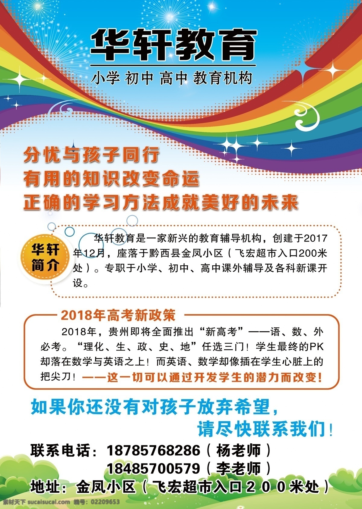 培训班宣传单 培训班海报 教育宣传单 辅导班海报 辅导班宣传单 华轩教育传单 室内广告设计