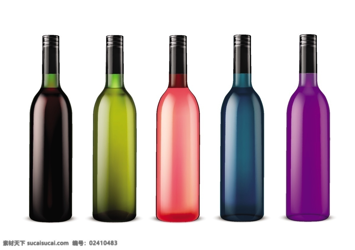 红酒 包装设计 矢量 元素 彩色的瓶子 鸡尾酒 香槟