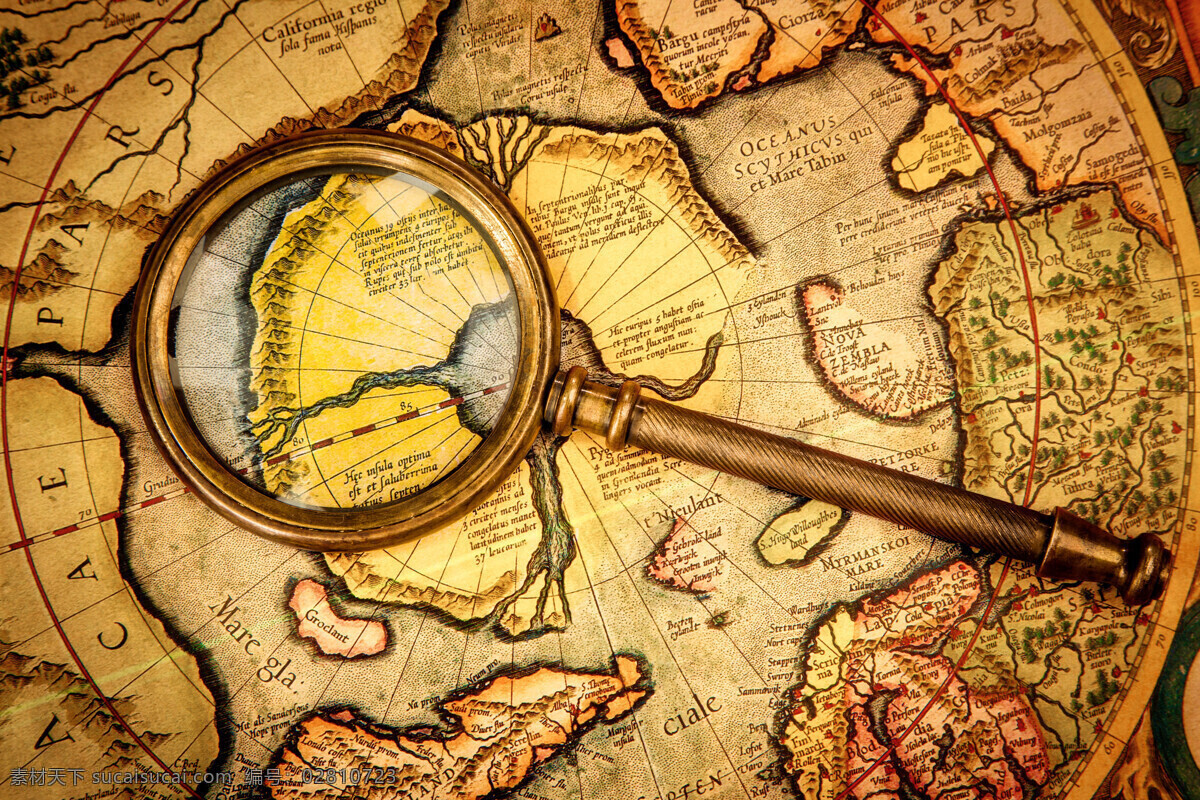 放大镜 航海 地图 怀旧地图 航海地图 指南针 怀旧背景边框 底纹背景 其他类别 生活百科 黄色