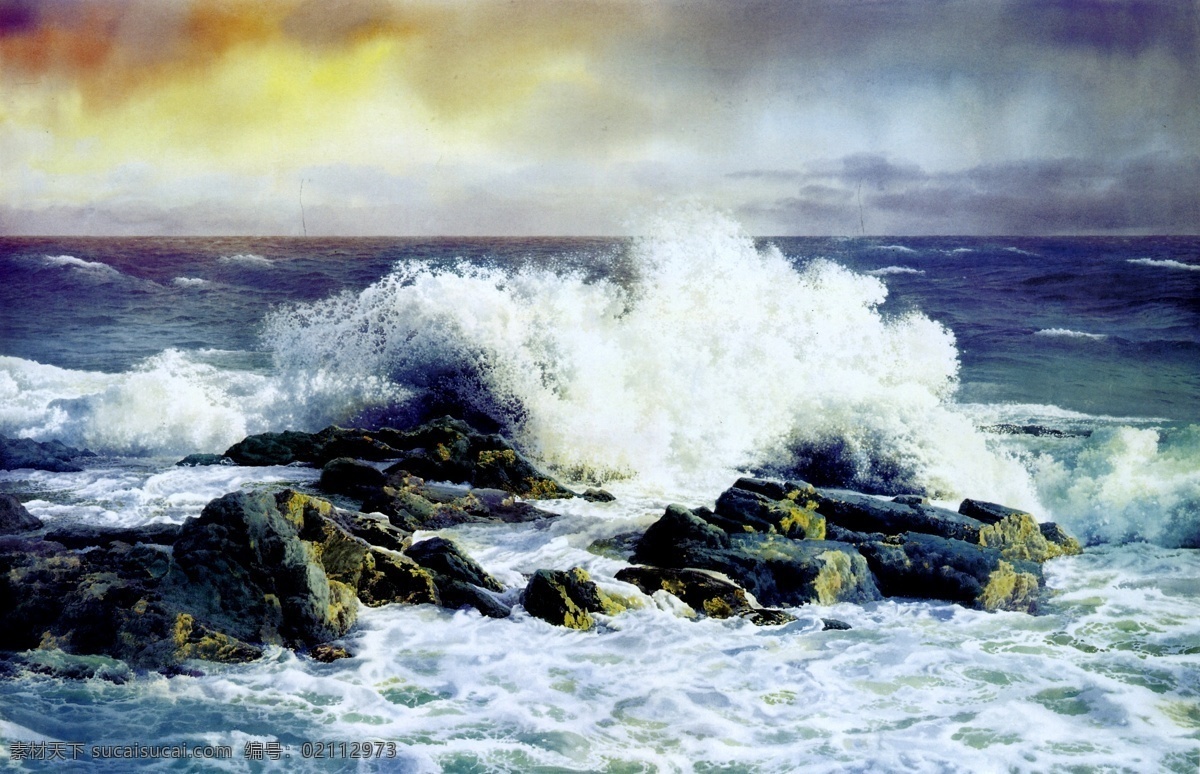 大海油画作品 大海 海洋 海滩 礁石 海浪 海纳百川 中国风 中式 水彩 水粉 国画 油画 西洋画 背景墙 壁画 装饰画 玄关 无框画 三联画 文化艺术 绘画书法