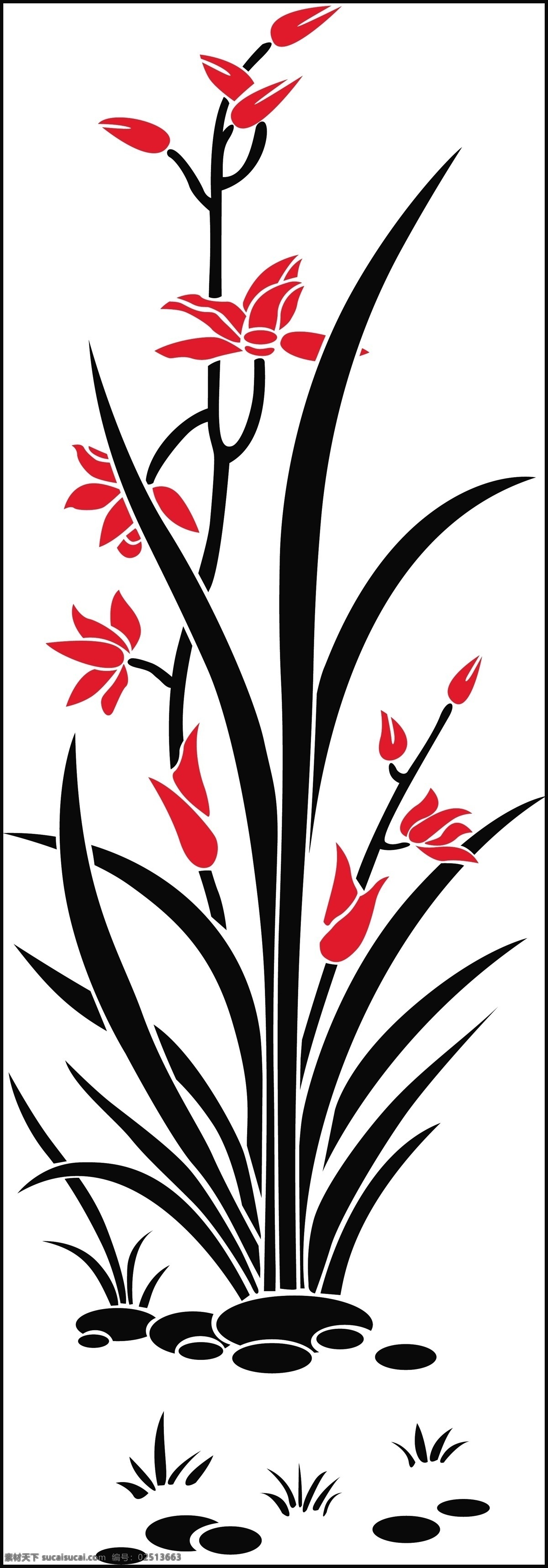 兰花 植物 花卉 矢量图 梅兰竹菊 硅藻泥 生物世界 花草