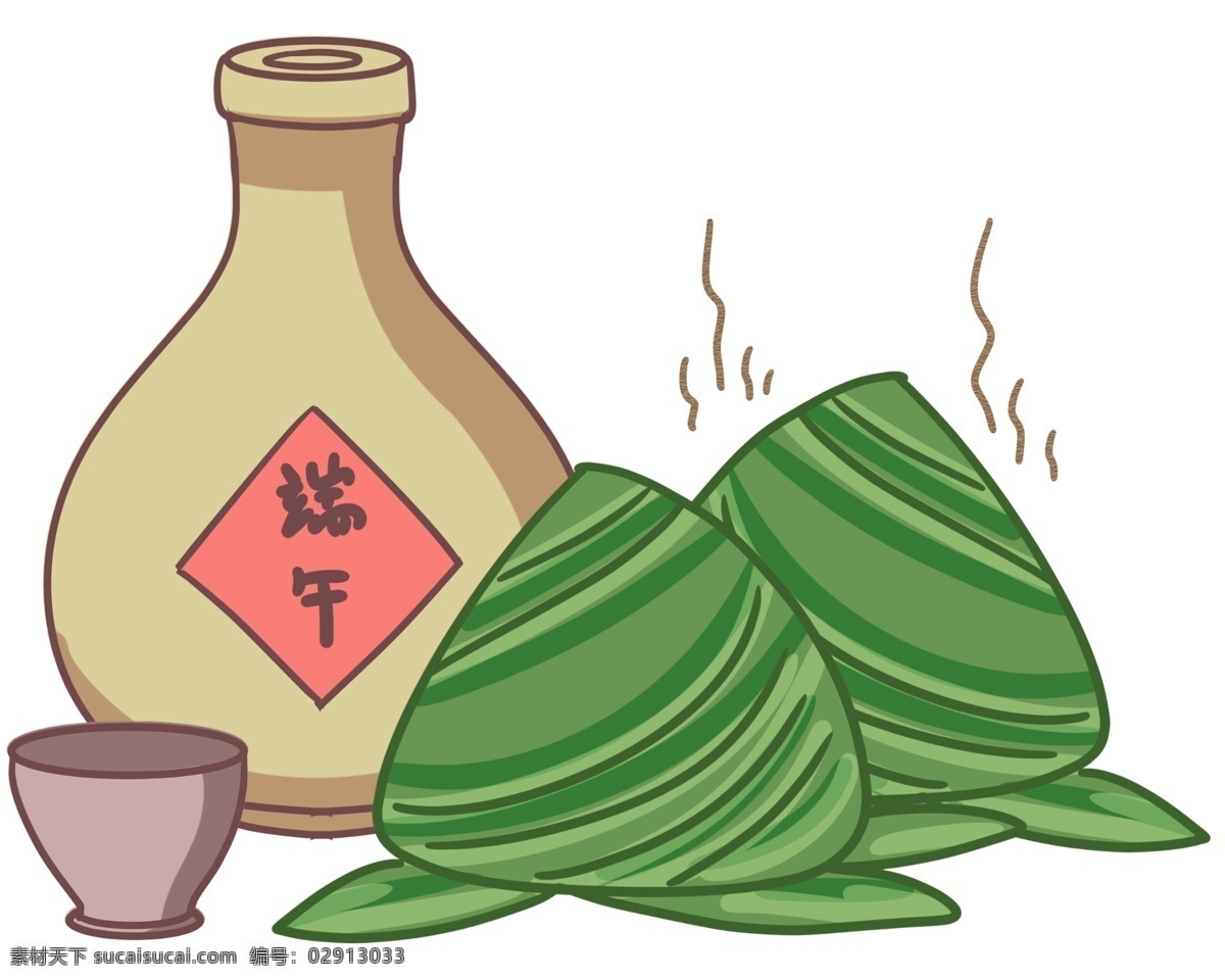 端午节 粽子 雄黄酒 插图 五月初五 端午节美酒 热乎乎的粽子 吃粽子 喝美酒