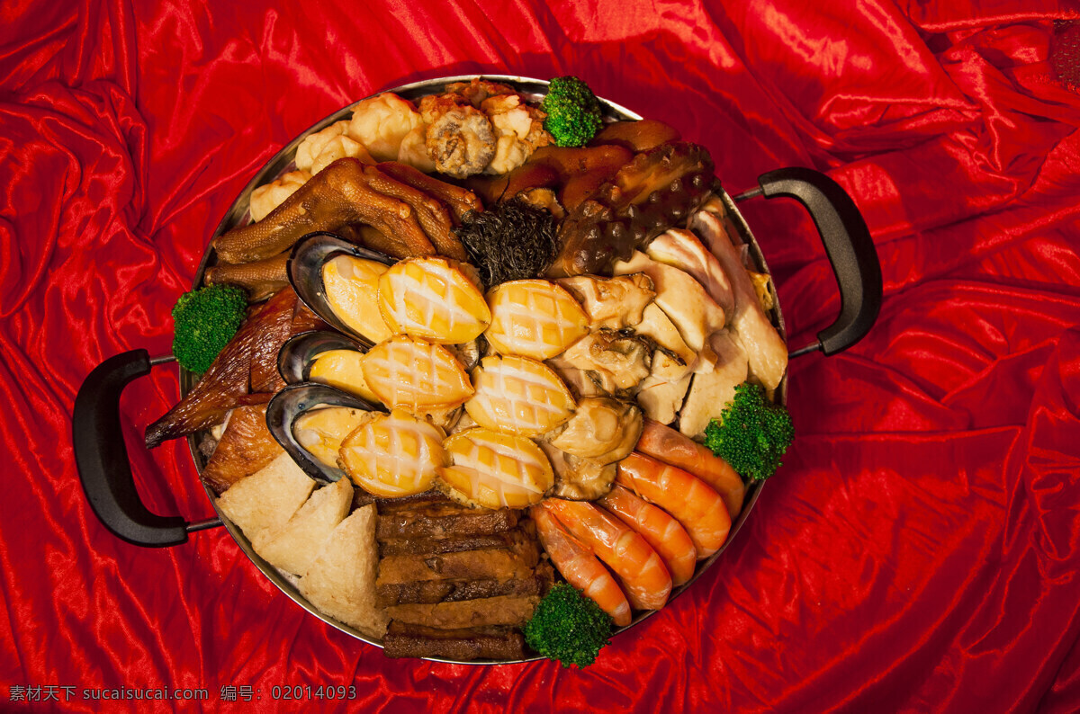 大盆菜 新年 过年 年夜饭 除夕 新春 鲍鱼 扇贝 扣肉 西兰花 餐饮美食 传统美食