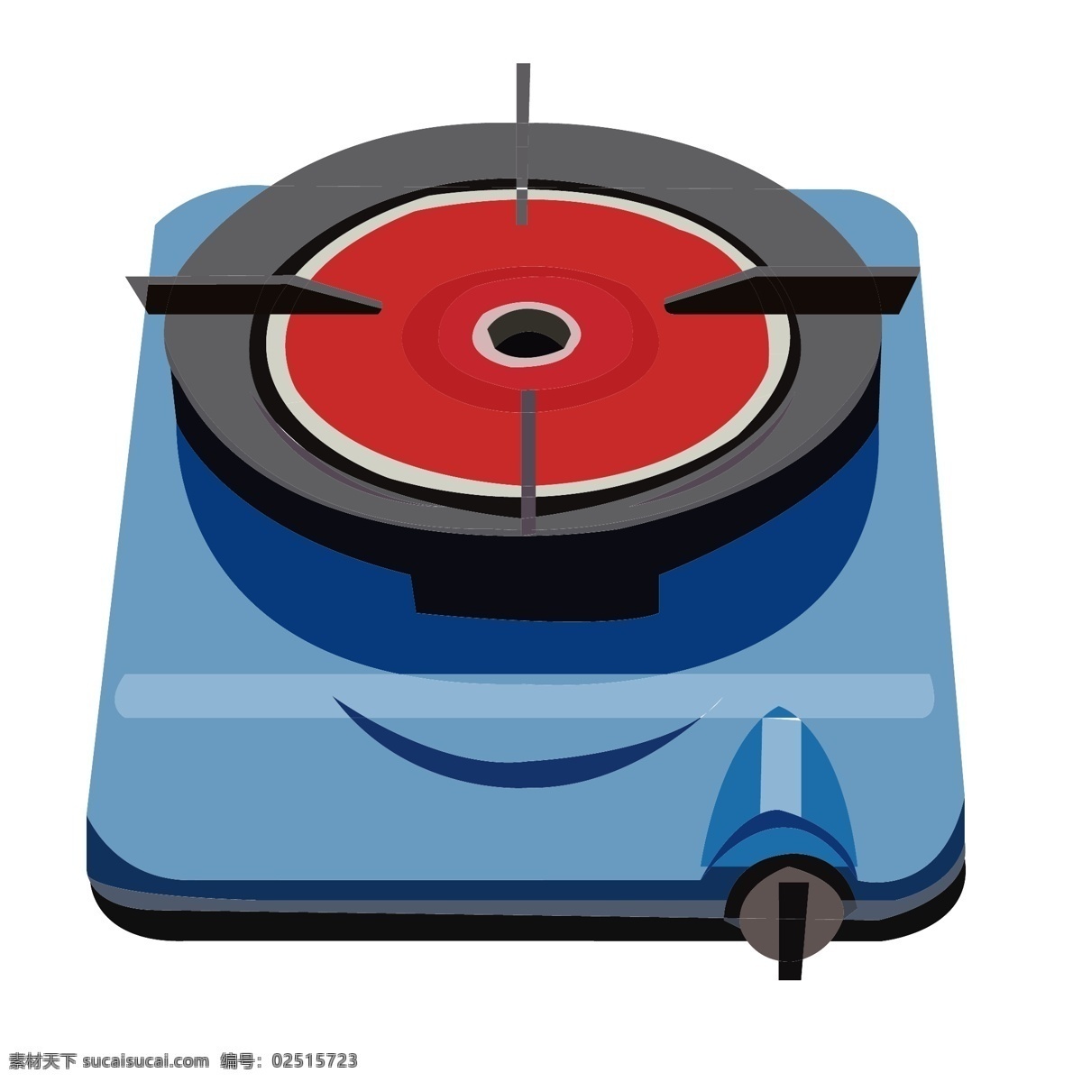 厨具 燃气灶 插画 蓝色的燃气灶 卡通插画 厨具插画 厨房用品 锅造 做饭工具 燃气灶厨具