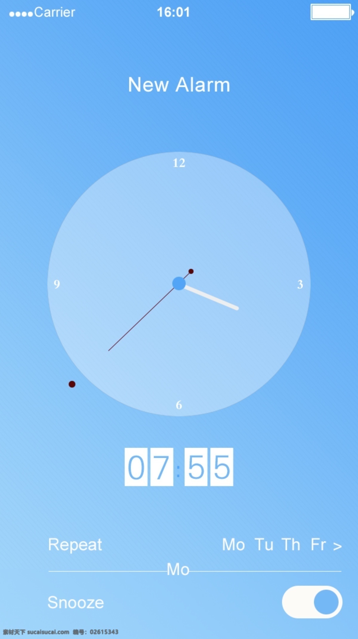 app设计 app界面 日期界面 时间app 青色 天蓝色