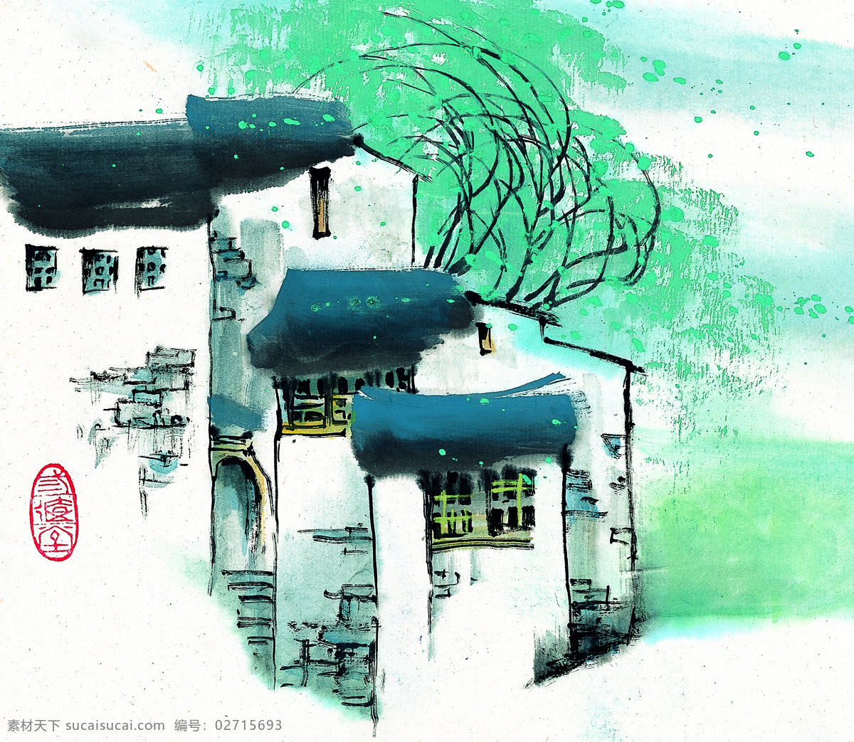 水墨 江南 夏季 风景 古画素材 高清古画 古画 文化艺术