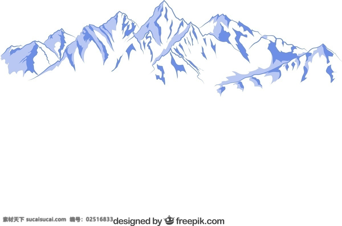 手绘雪山 手绘 蓝色 雪山 山脉 山峦 山峰 插画 背景 海报 画册 风景建筑 自然景观 自然风光 平面素材