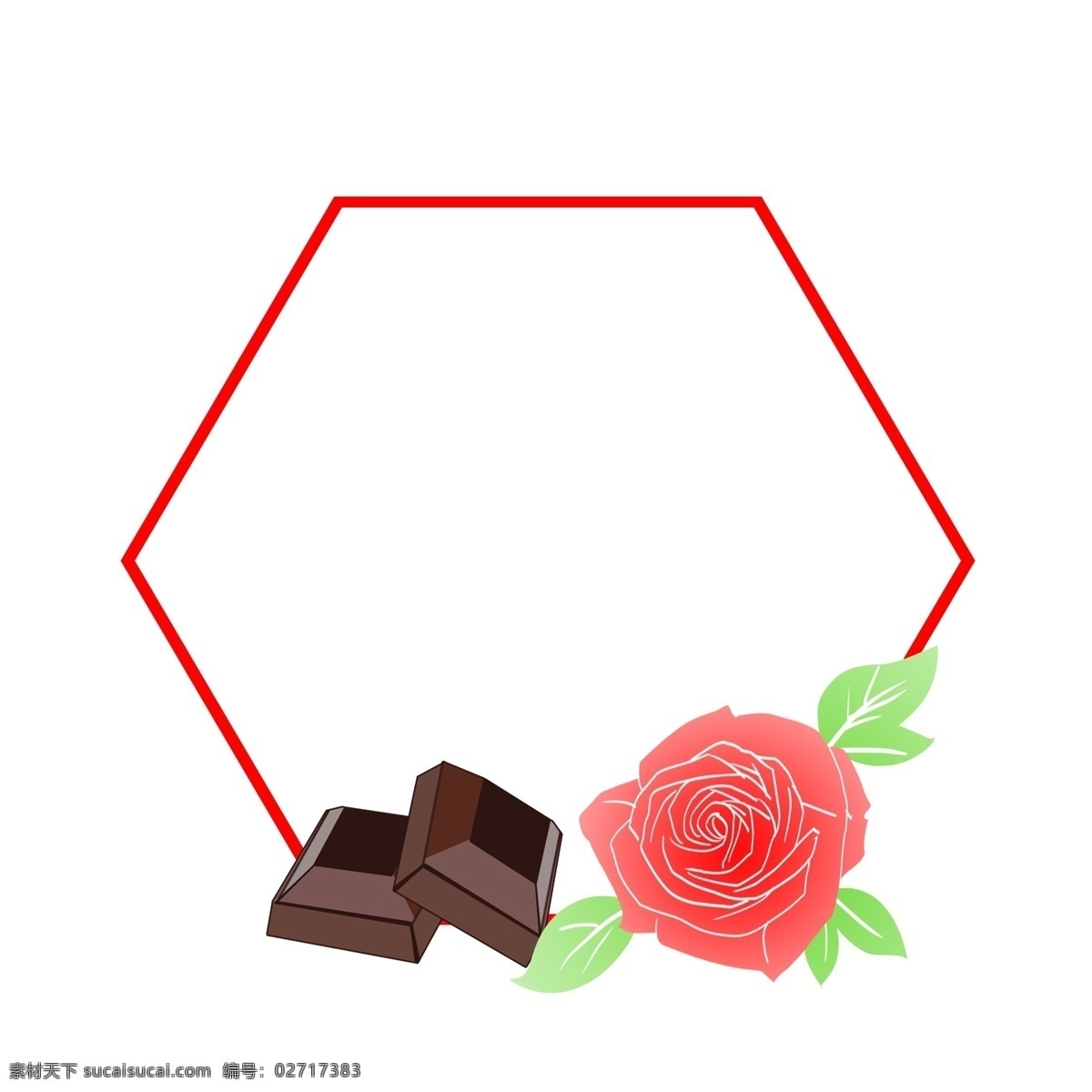情人节 巧克力 红色 边框 情人节边框 巧克力边框 鲜花边框 爱情边框 边框装饰 六边形边框 红色边框