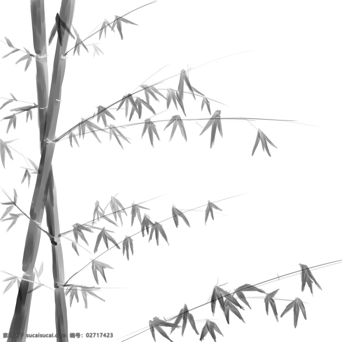 水墨 风 竹子 装饰 水墨风 竹叶 叶子 自然 植物 灰色色调 手绘 清明节 清明节竹子 春天 树