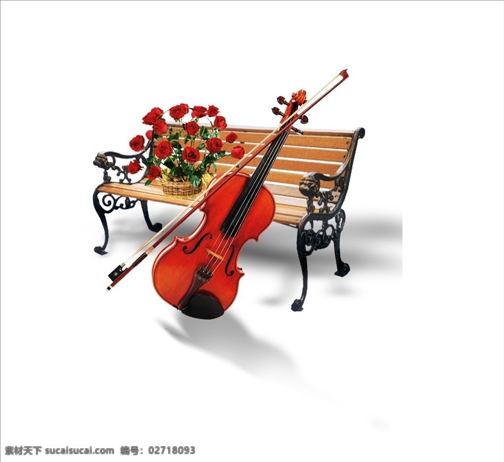 欧式元素 小提琴 公园凳子 公园椅子 欧式 元素 花的元素