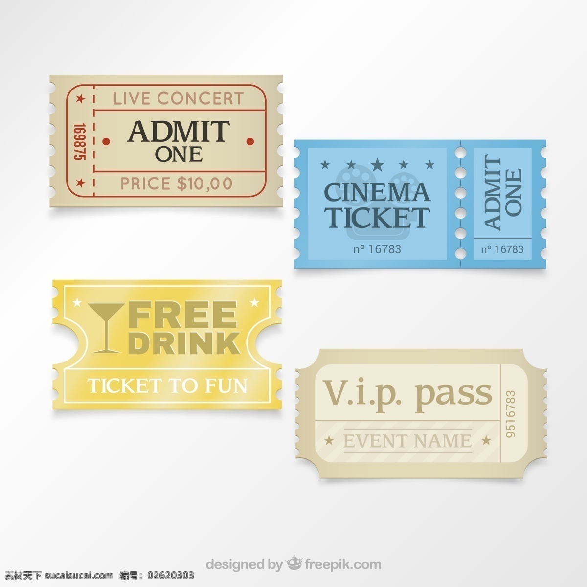 票据 现场音乐会 票 入场券 纸质 电影票 单人票 平面素材
