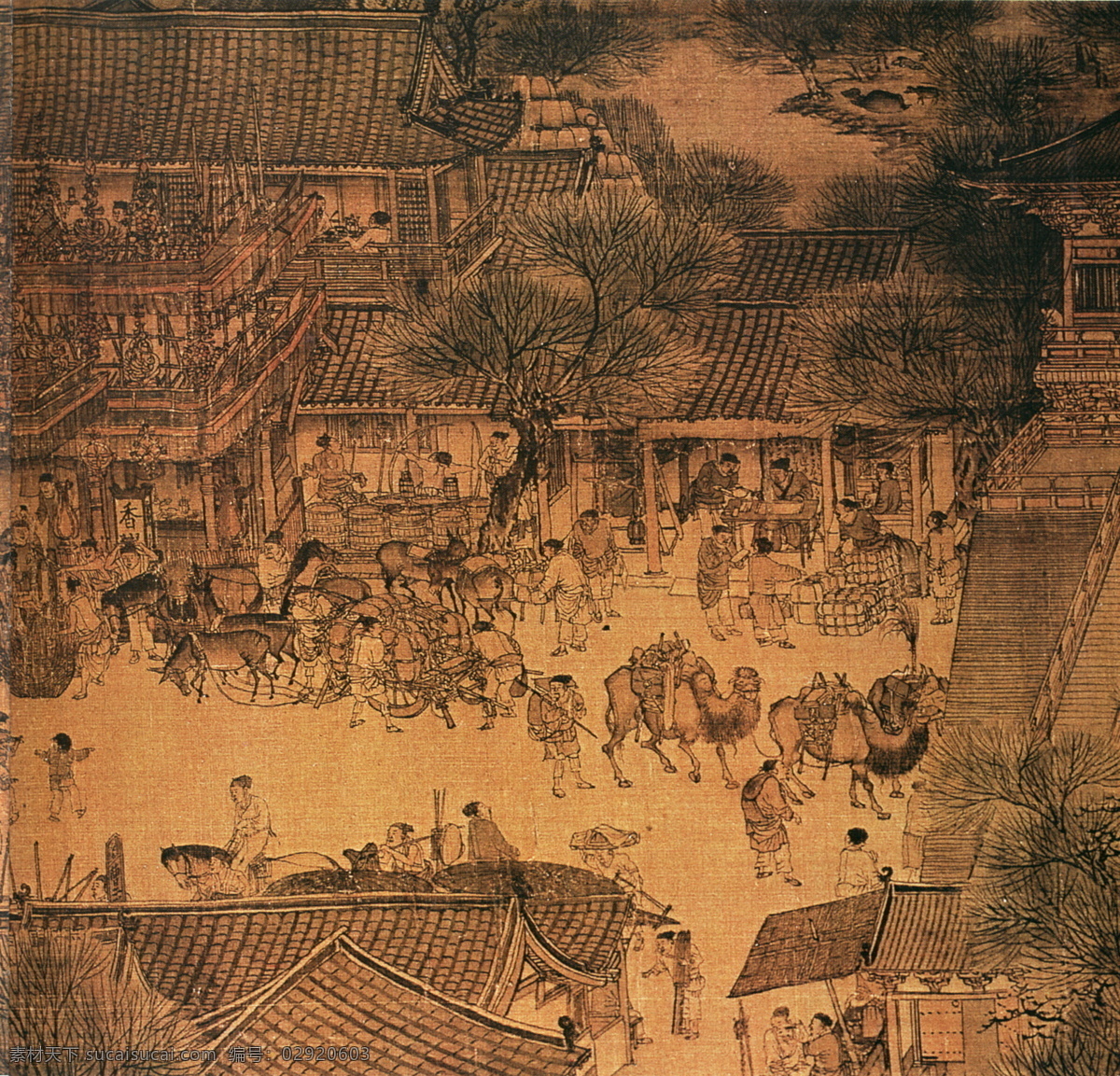 清明上河图b 人物画 中国 古画 中国古画 设计素材 人物名画 古典藏画 书画美术 棕色