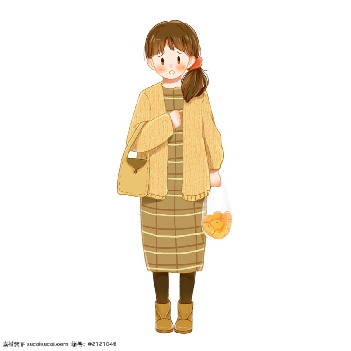 拎 小包 时尚 小 美女 手绘大学生 手绘女生 手绘小女生 羞羞哒 手绘女孩子 条纹长裙