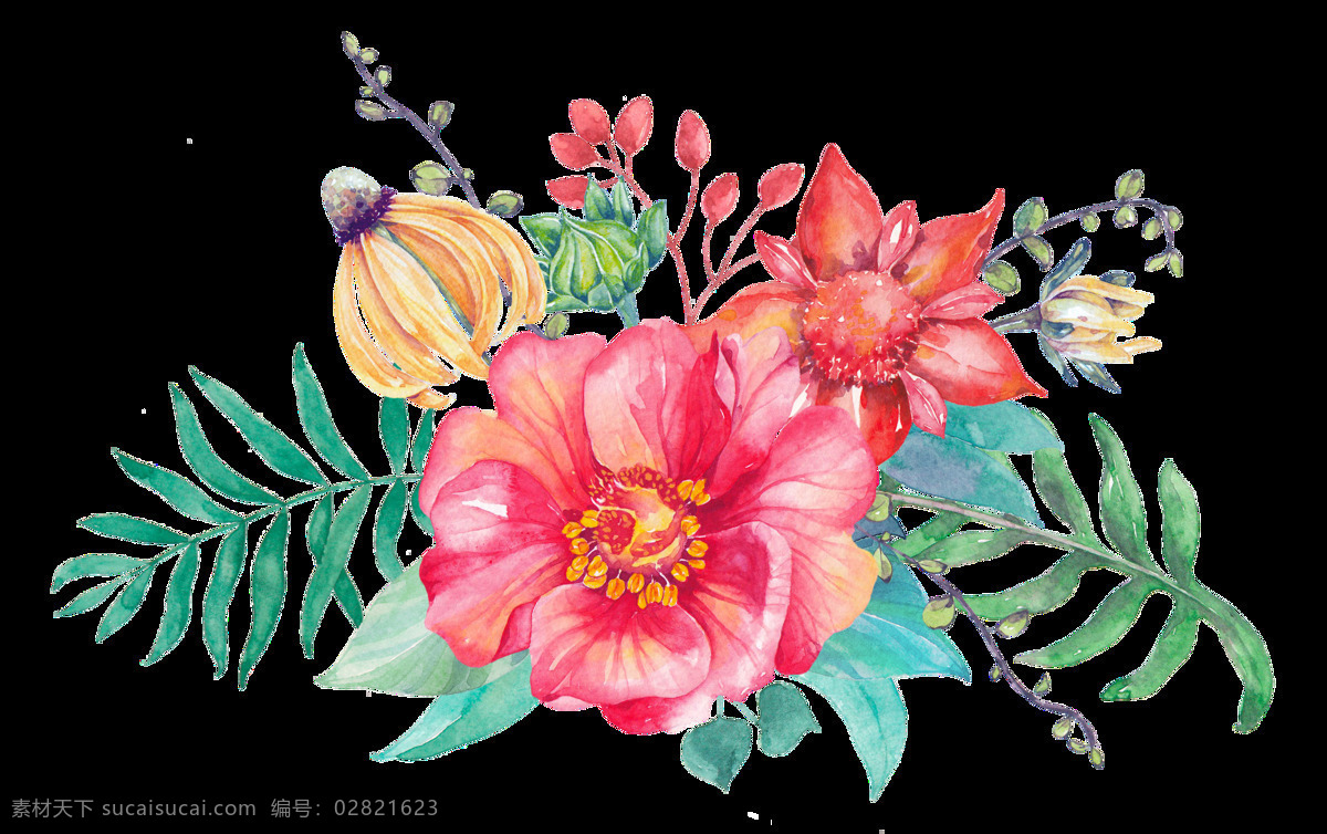 妩媚 装饰 花卉 卡通 透明 设计素材 背景素材