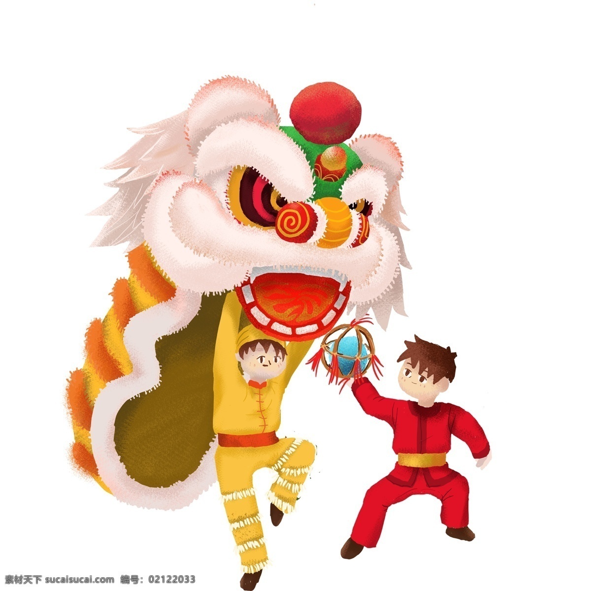 手绘 新年 舞狮 图案 元素 手绘图案 简约 创意元素 手绘元素 新年舞狮 元素装饰