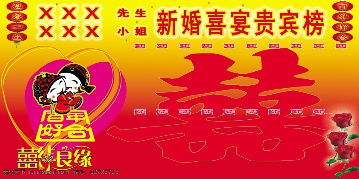 分层 卡通新郎新娘 玫瑰花 喜庆灯笼 源文件 结婚 喜 榜 桌 单 单模 板 结婚喜榜桌单 结婚喜榜 桌号 psd源文件