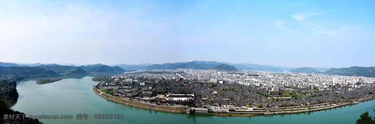 四川 阆中 古城 俯瞰 河道 民宅 瓦房 小巷 多层住宅 各种建筑 山丘 云天 景观 景点 国内旅游 旅游摄影