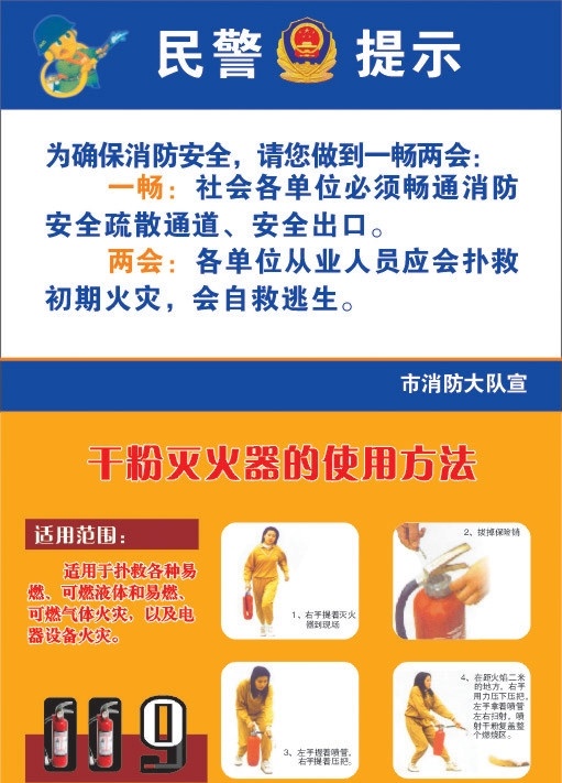 消防知识 干粉 灭火器 使用方法 其他设计 矢量