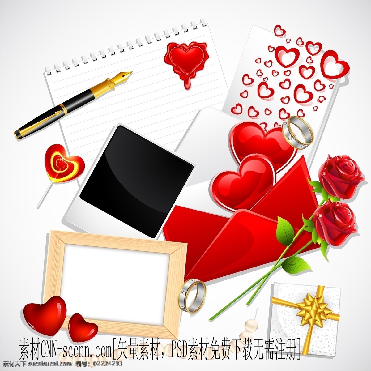 情人节 相关 元素 矢量图 棒棒糖 红色爱心 戒子 玫瑰花 木质相框 情人节标签 情人节礼物 相片 信封 信纸 心形贴纸 节日素材 情人节七夕