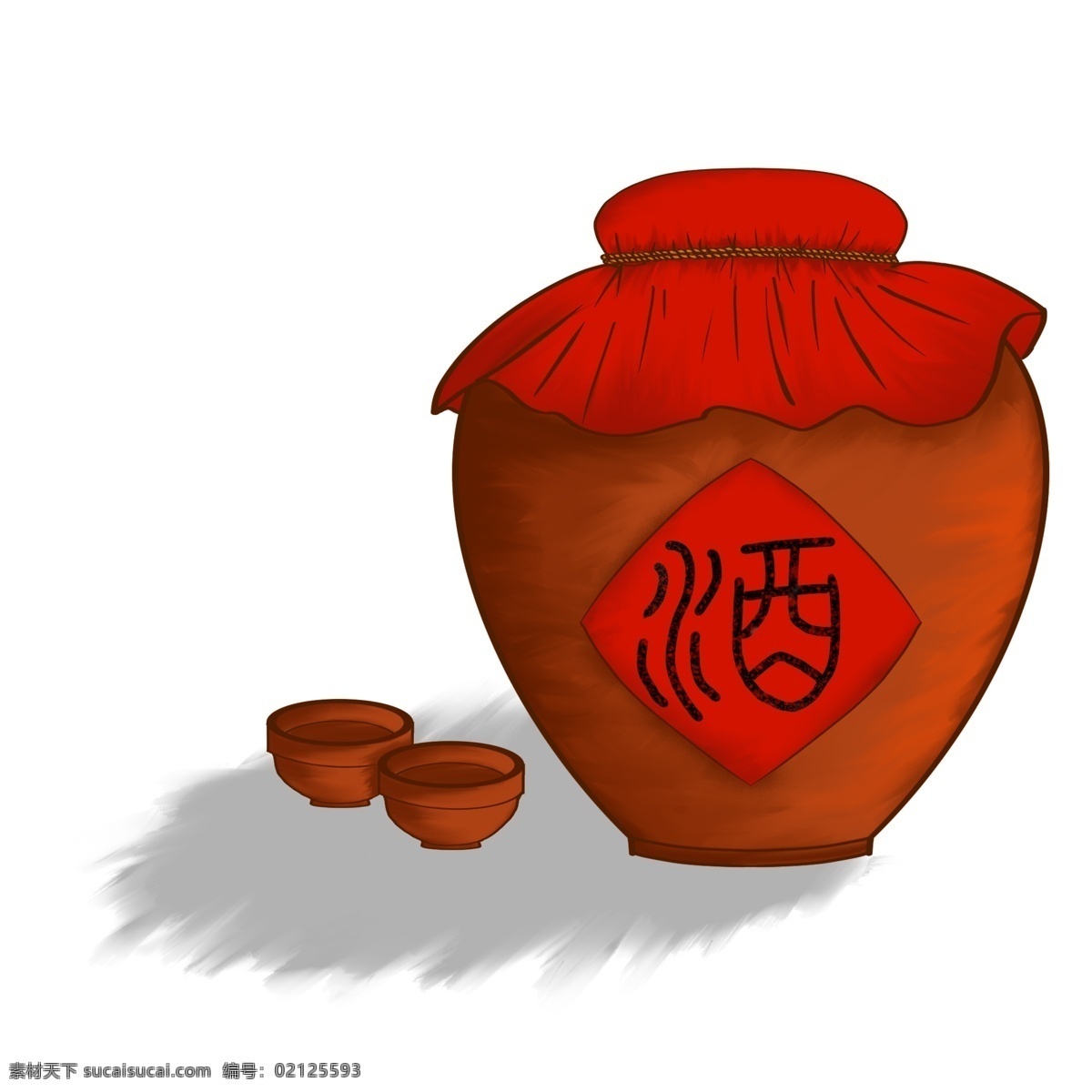 古风 酒坛 酒具 清明节 元素 红色