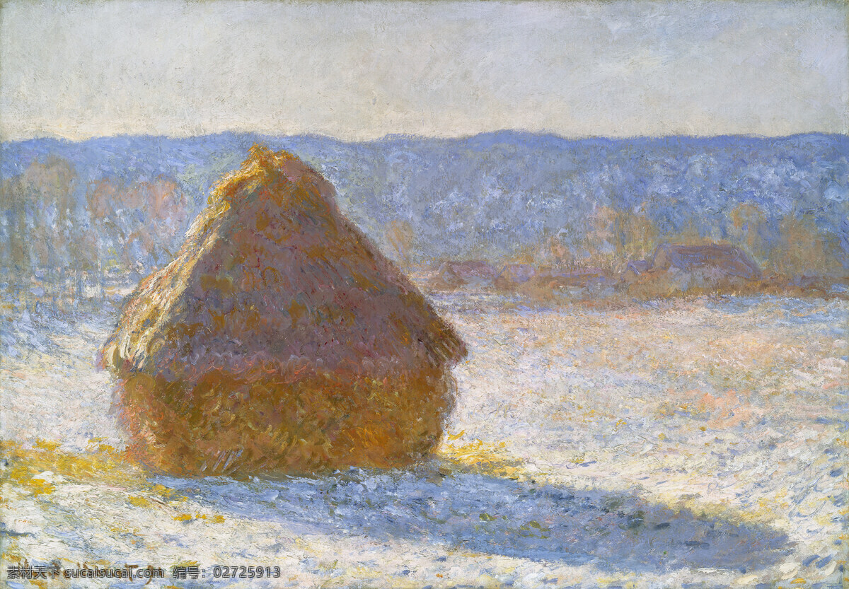 monet 风景 油画 装饰画 法国 画家 克劳德 effect snow morning the in haystack 莫 奈 oscar claude 印象派 风景画 静物 装饰素材