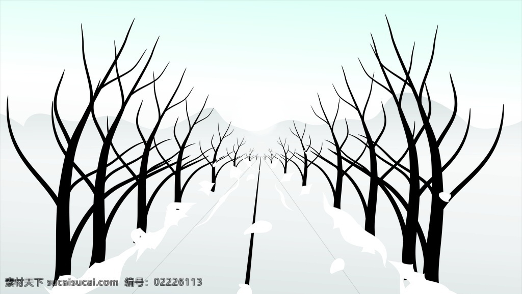 枯藤雪路 树枝 树叶 冬天 雪地 马路 孤独 枯藤 原创