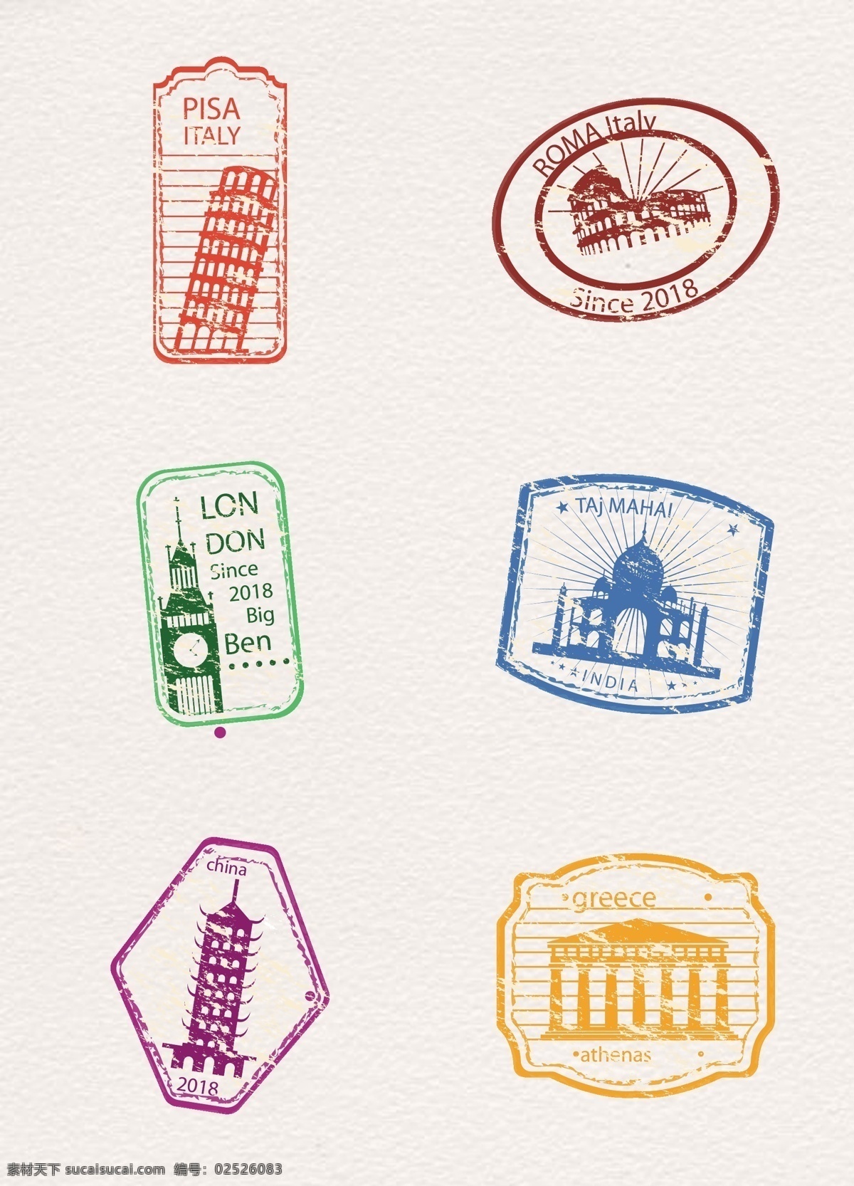 彩色 世界 标志性 建筑 邮票 矢量 元素 标志性建筑 比萨 城堡 卡通邮票 伦敦 彩色邮票 矢量邮票 邮票元素 外国建筑邮票 邮票装饰