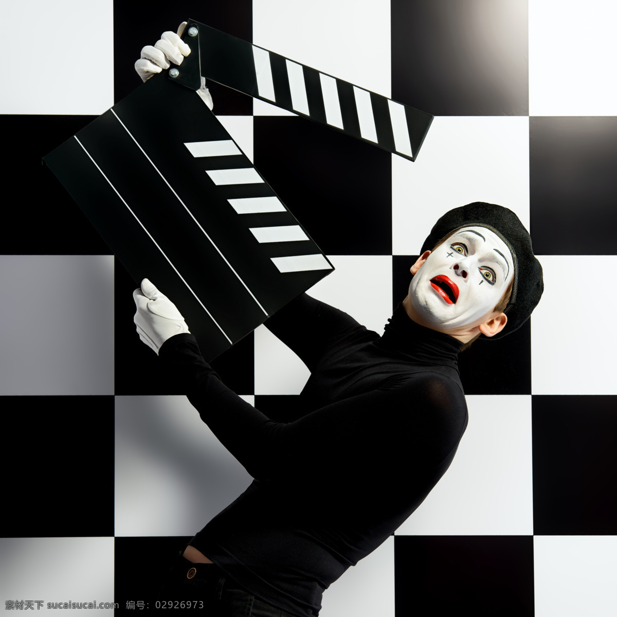 场记 板 小丑 场记板 马戏团演员 滑稽演员 男性 男人 生活人物 人物图片