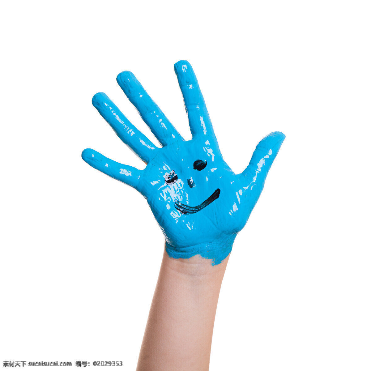 蓝色 笑脸 手掌 蓝色笑脸手掌 双手 颜料 彩色颜料 彩色手掌 美术 涂鸦的手 笑脸手掌 人体器官图 人物图片