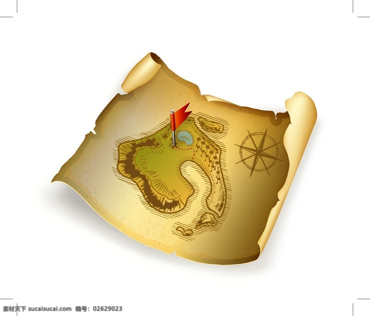 航海 图标 矢量 地图 帆船 旗帜 羊皮纸 指南针 矢量图 其他矢量图