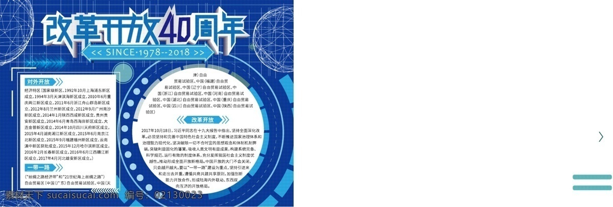 改革开放 手 抄报 蓝色 科技 几何