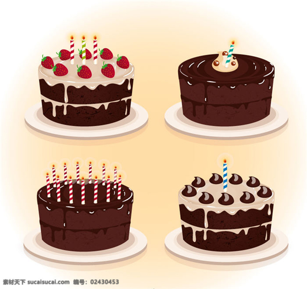 巧克力 双层 蛋糕 巧克力蛋糕 双层蛋糕 生日蛋糕 蜡烛 餐盘 草莓 奶油 节日蛋糕 白色