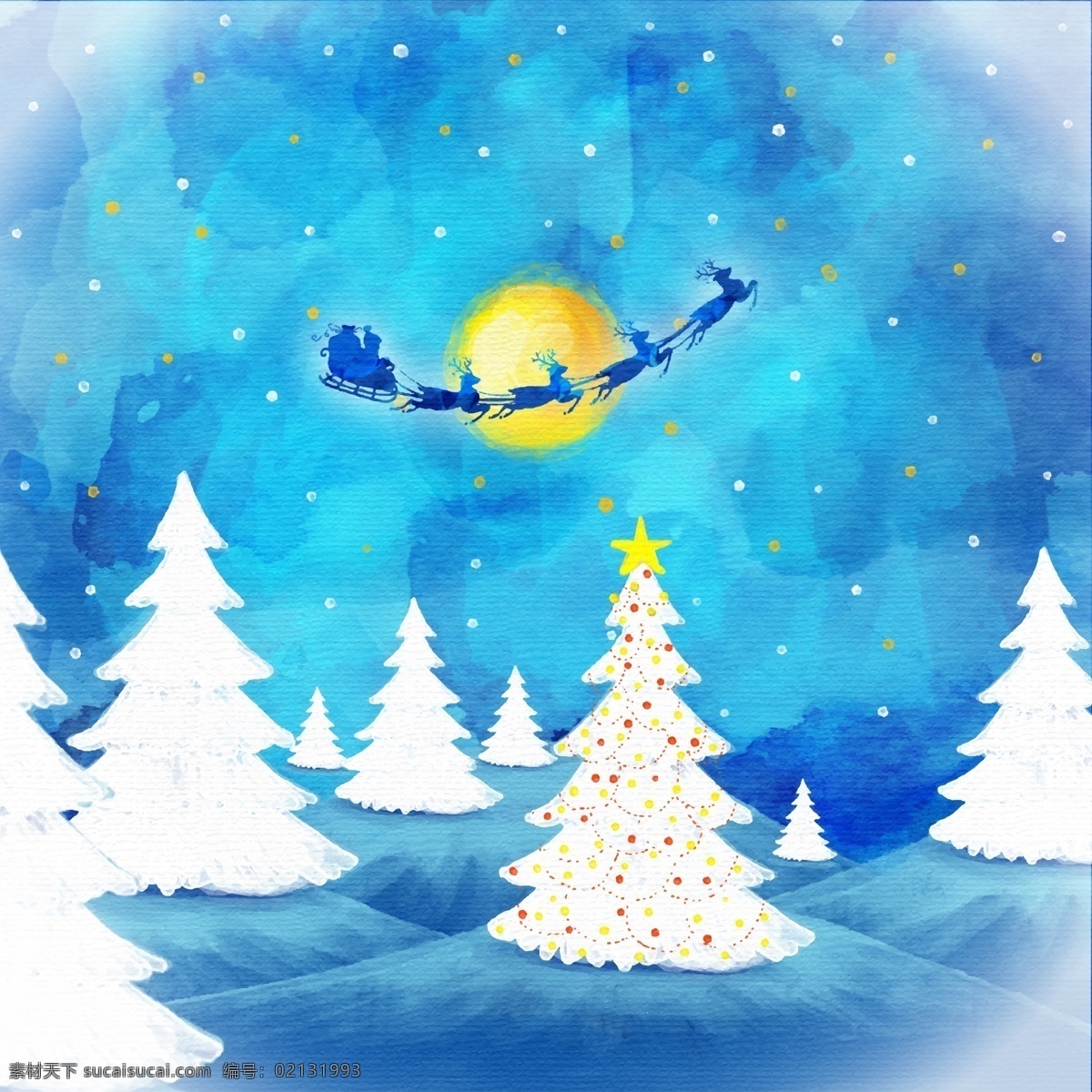 圣诞水墨麋鹿 创意圣诞雪橇 圣诞老人卡片 矢量素材 月亮 星星 树木 圣诞节 麋鹿 礼包 夜晚 创意 圣诞雪橇 圣诞老人 剪贴画精美 装饰 时尚背景 酷炫 潮流 背景 矢量图 背景图 底图 包装设计 设计元素