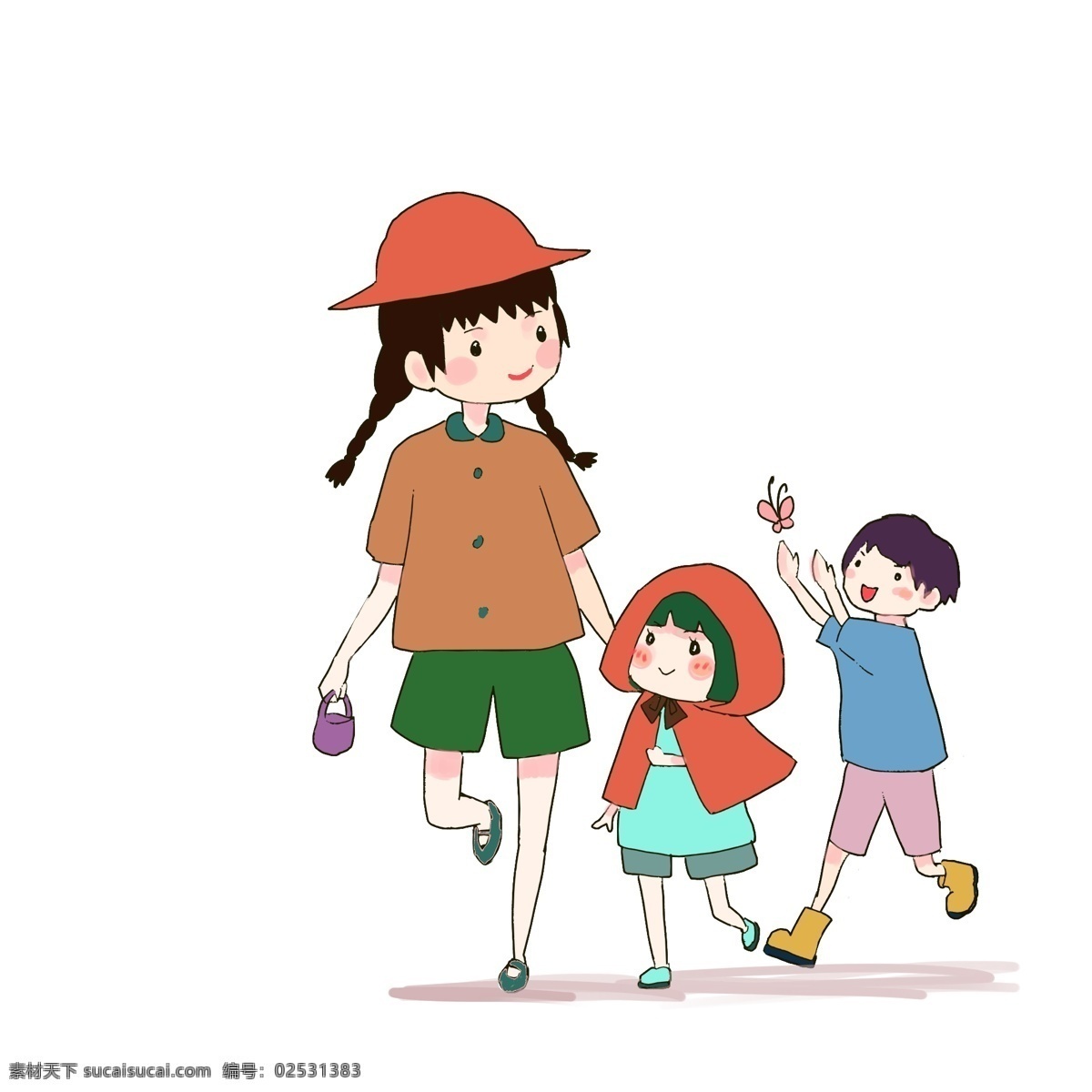 夏天 漂亮 姐姐 出门 小伙伴 可爱 外出 玩耍 夏季