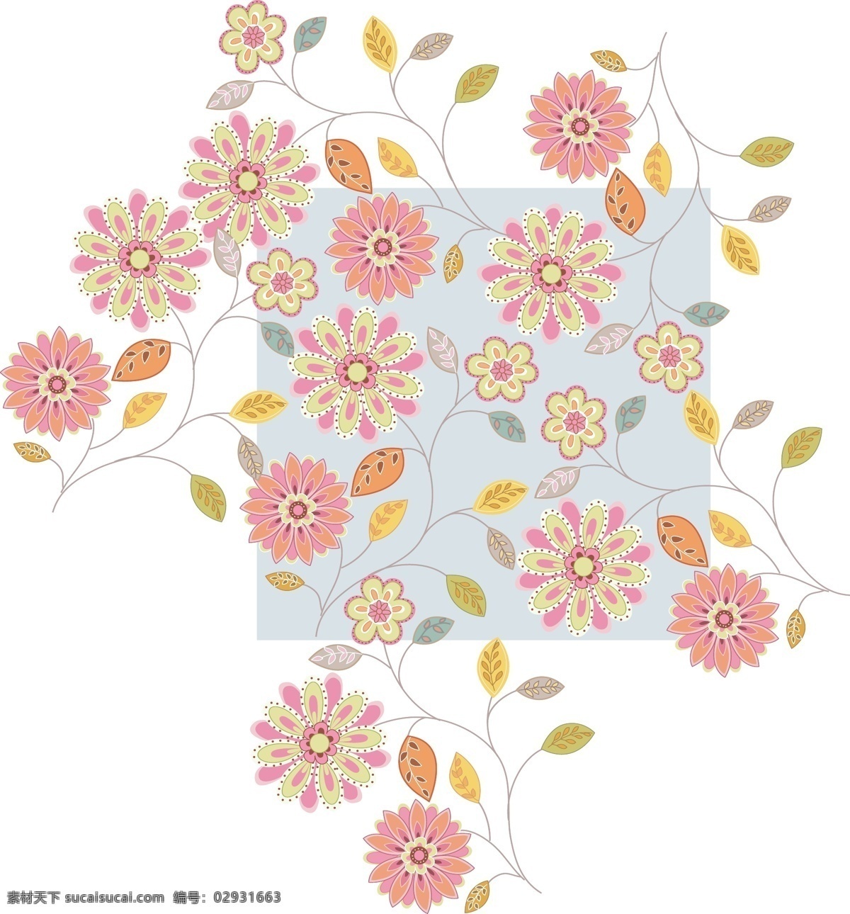 花朵 藤蔓 图案 矢量图 矢量边框花纹 矢量图库 白色