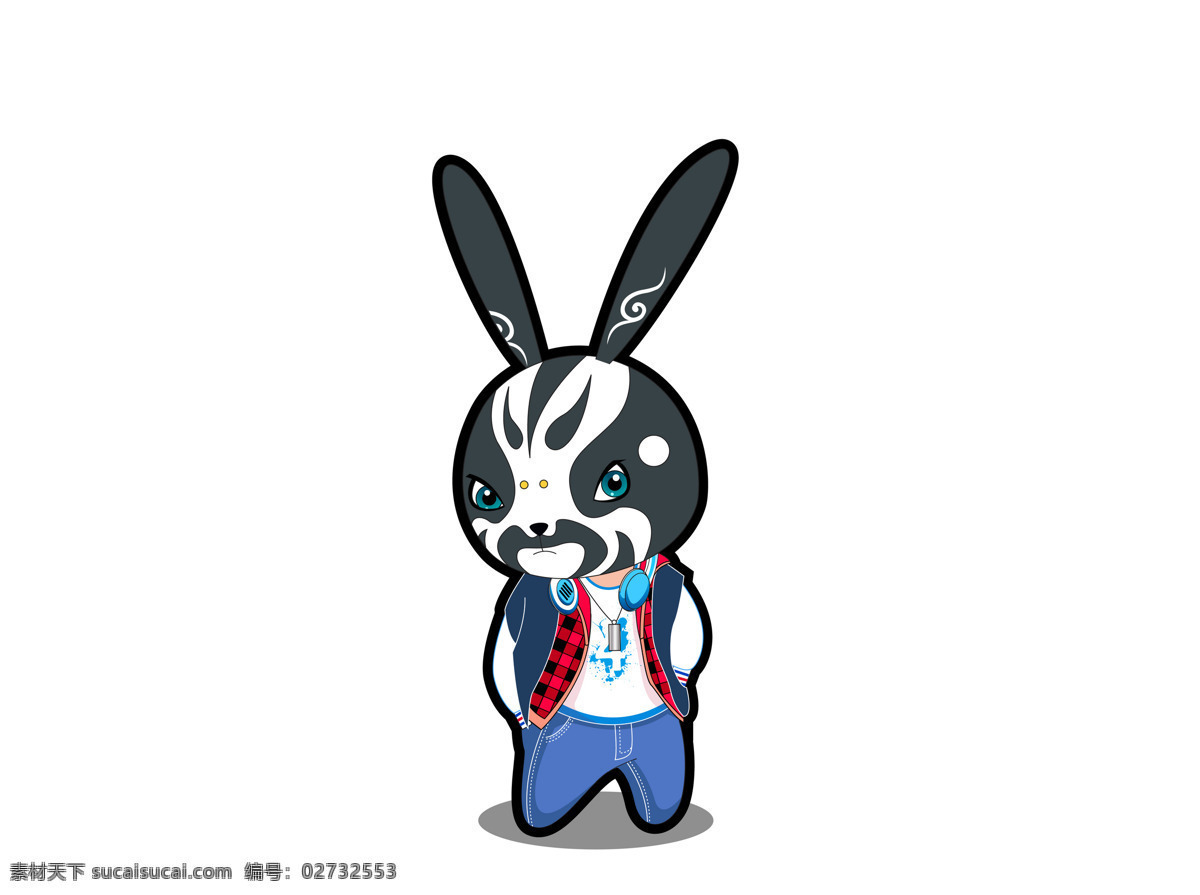 插画 动漫动画 动物 花纹 京剧 卡通 卡通兔 可爱 兔 设计素材 模板下载 小动物 兔子 漫画 京戏 音乐 插画集