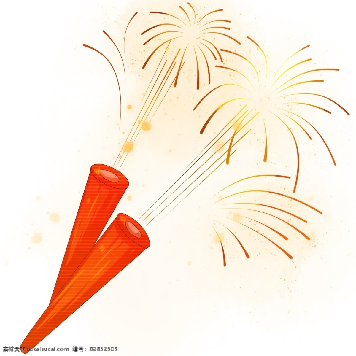 手绘 新年 烟花 插画 红色的烟花 绽放的烟花 卡通插画 手绘新年插画 新年小物插画 新年的烟花