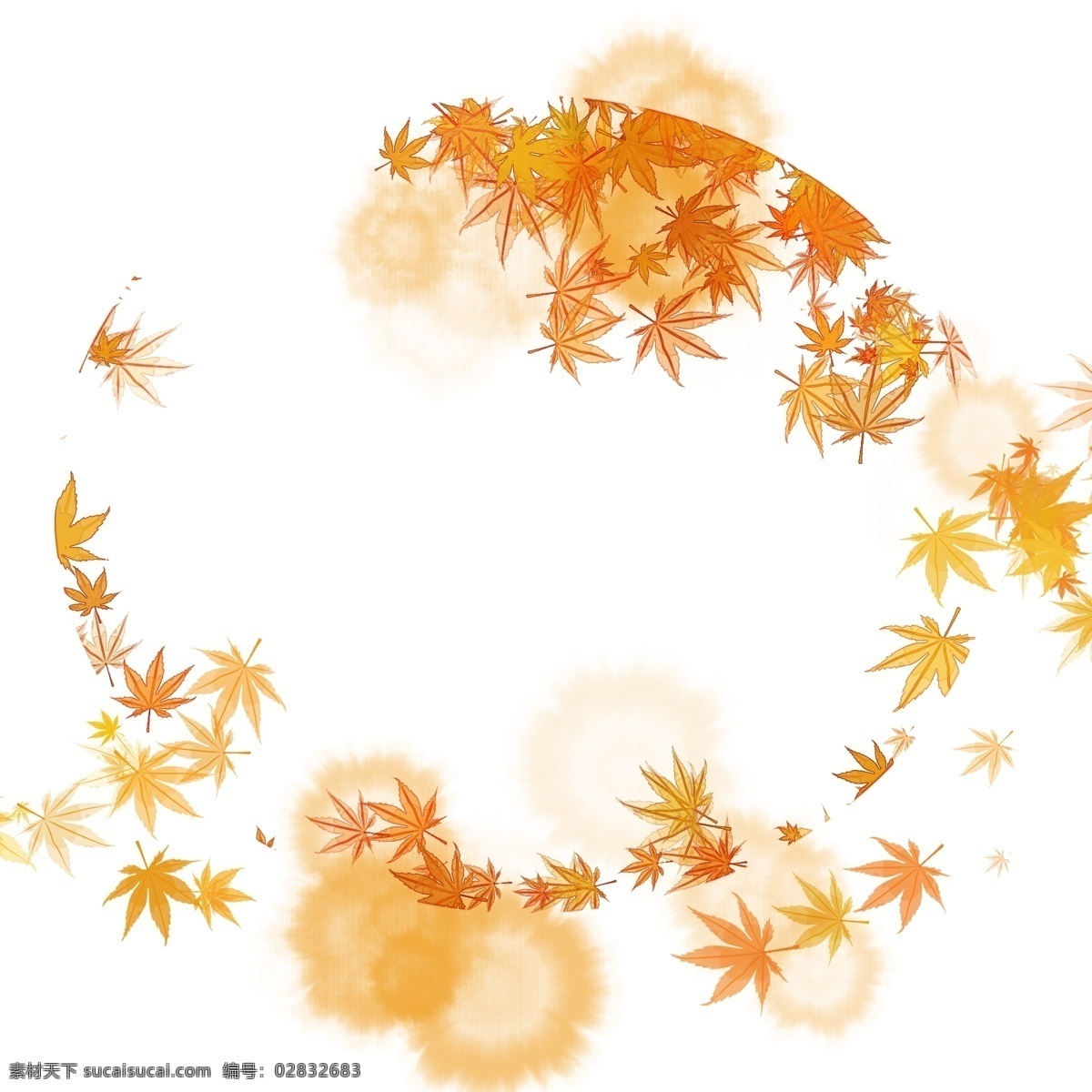 秋天 枫树 叶子 插画 枫树的叶子 卡通边框 植物边框 叶子边框 圆形边框 树叶边框 飘舞的叶子