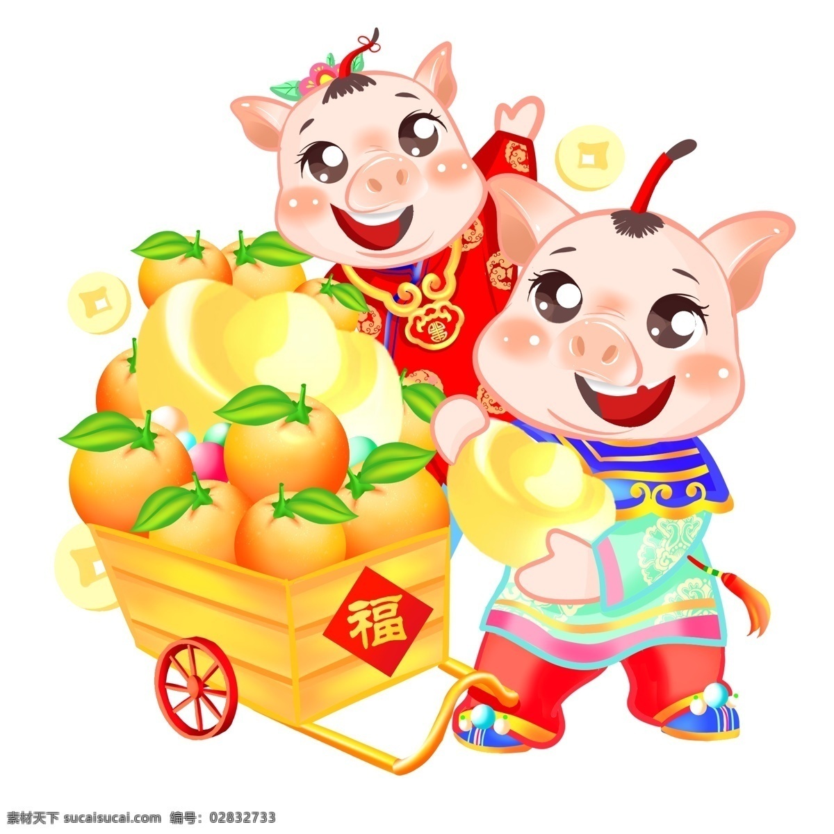 金 猪 送 财 车 心想事成 猪年 金猪 小猪猪 金猪猪 恭喜发财 中国红 卡通风 喜庆 发财 祝福 可爱 插画 壁纸 装饰画