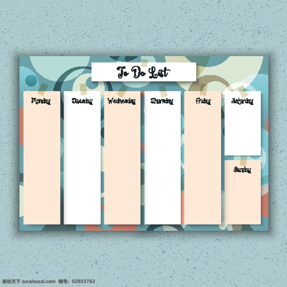 具有 复古 每周 计划 日历 模板 时间 数量 列表 日期 时间表 日记 一天 周 做列表 组织者 每日 周计划 白色