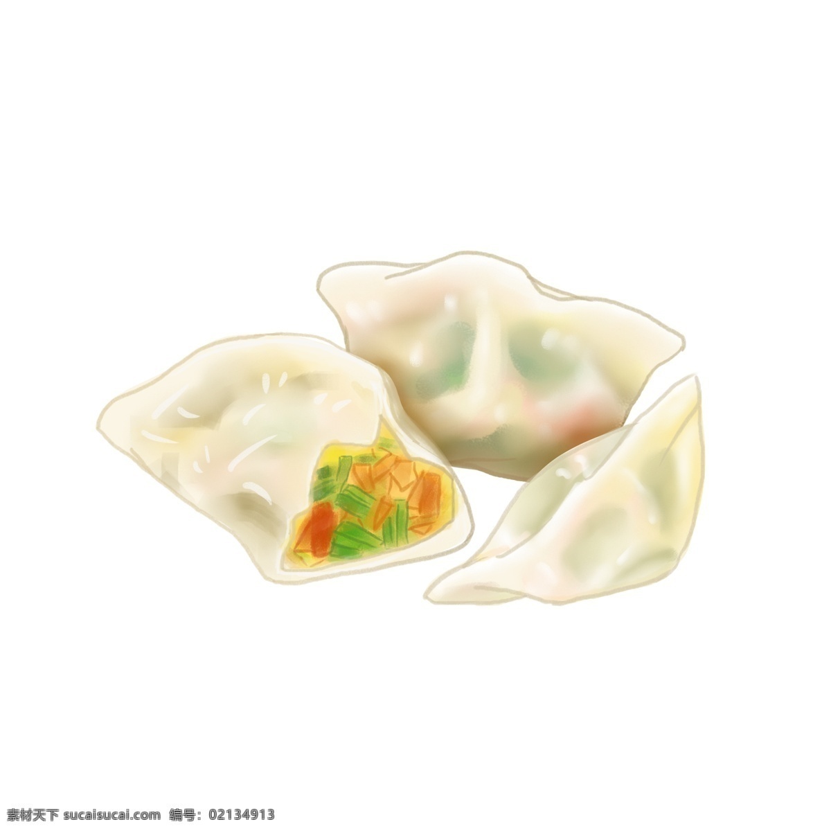 手绘 卡通 立冬 吃 一口 饺子 三个 元素 手绘饺子 卡通饺子 饺子馅 水饺 吃饺子 咬开 装饰图案