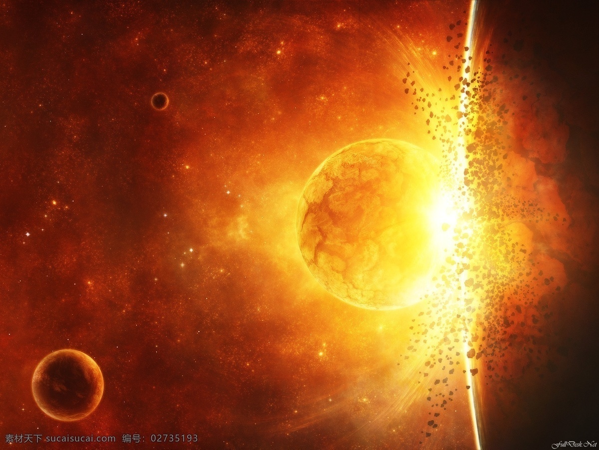 星空 太空 星球 撞击 碎石 星星 风景 背景 壁纸 自然景观