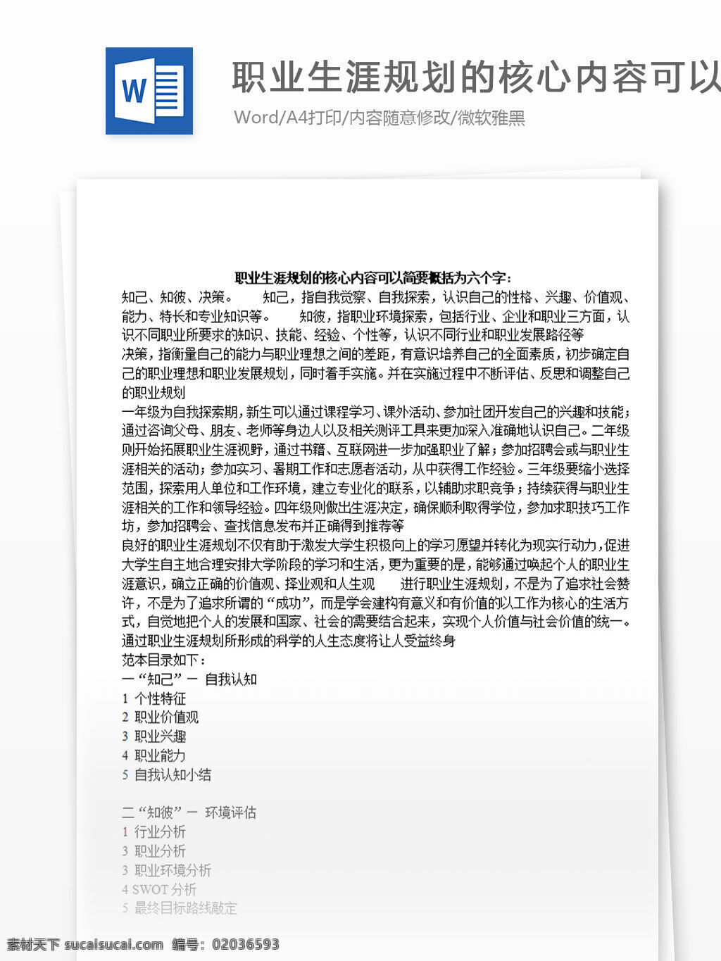 职业生涯 规划 核心 内容 可以 简要 概括 六 字 word 汇报 实用 文档 文档模板 心得体会 总结 职业