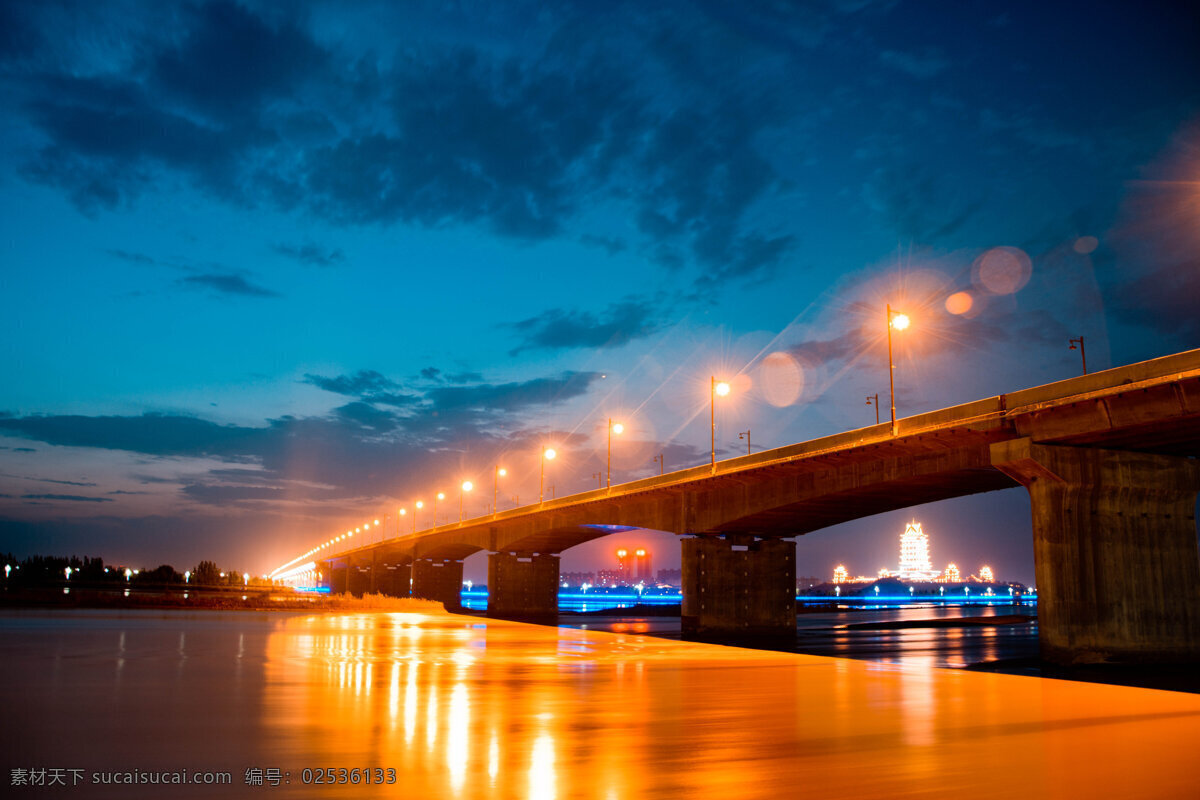 吴忠市 黄河 大桥 黄河大桥 夜景 青铜峡 黄河夜景 霓虹