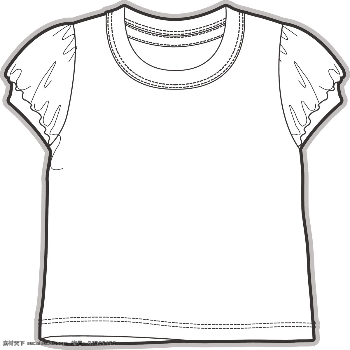 泡泡 袖 小女孩 矢量 服装 秋冬 线 稿 圆领 黑白服装设计 可爱 秋装 手绘 保暖 线条 源文件