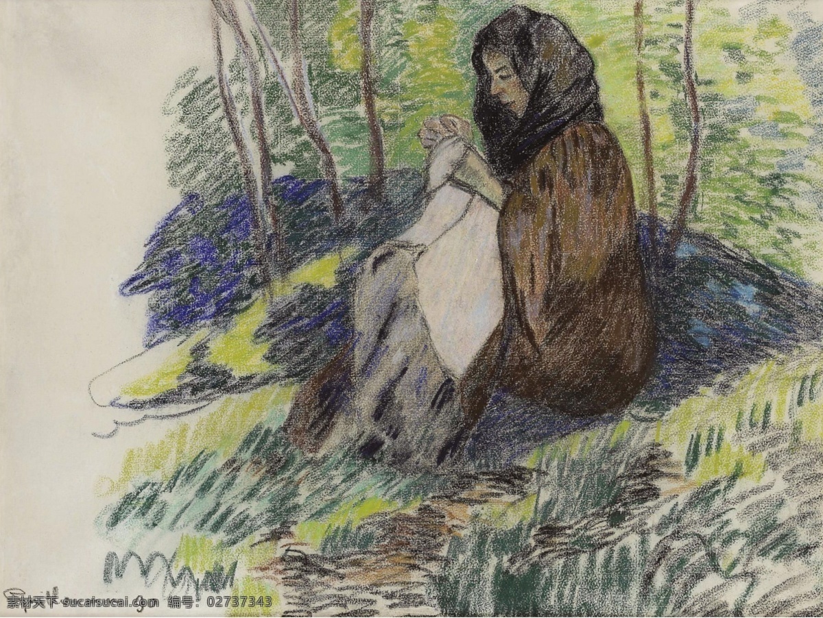 大师 画家 风景画 静物 油画 建筑 装饰画 sewing seated woman guillaumin armand 人物 高清 西方 国外 现代 家居装饰素材