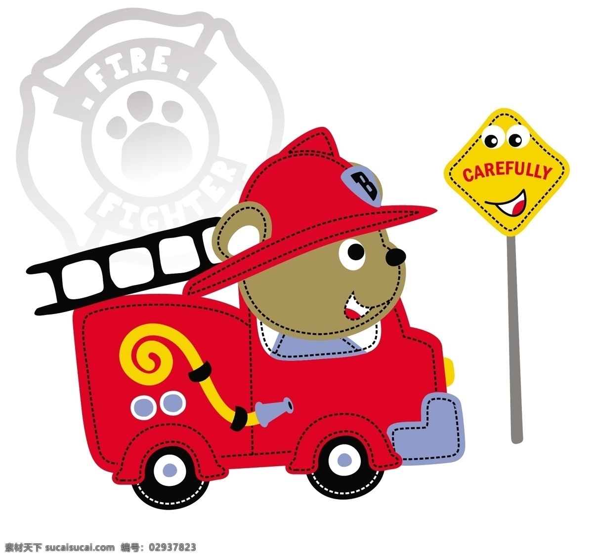 红色 小 卡车 熊 可爱 卡通 图 小卡车 小熊 小动物 儿童卡通 可爱卡通