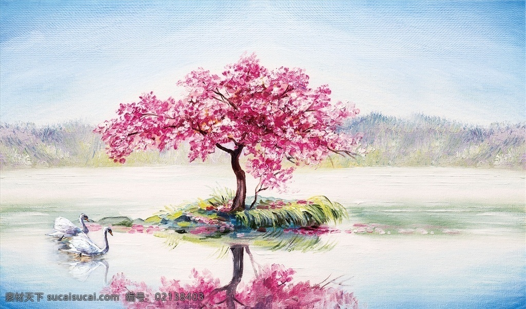 山水画 树背景墙 树 天鹅 背景墙 现代背景墙 电视背景墙 欧式背景墙 分层