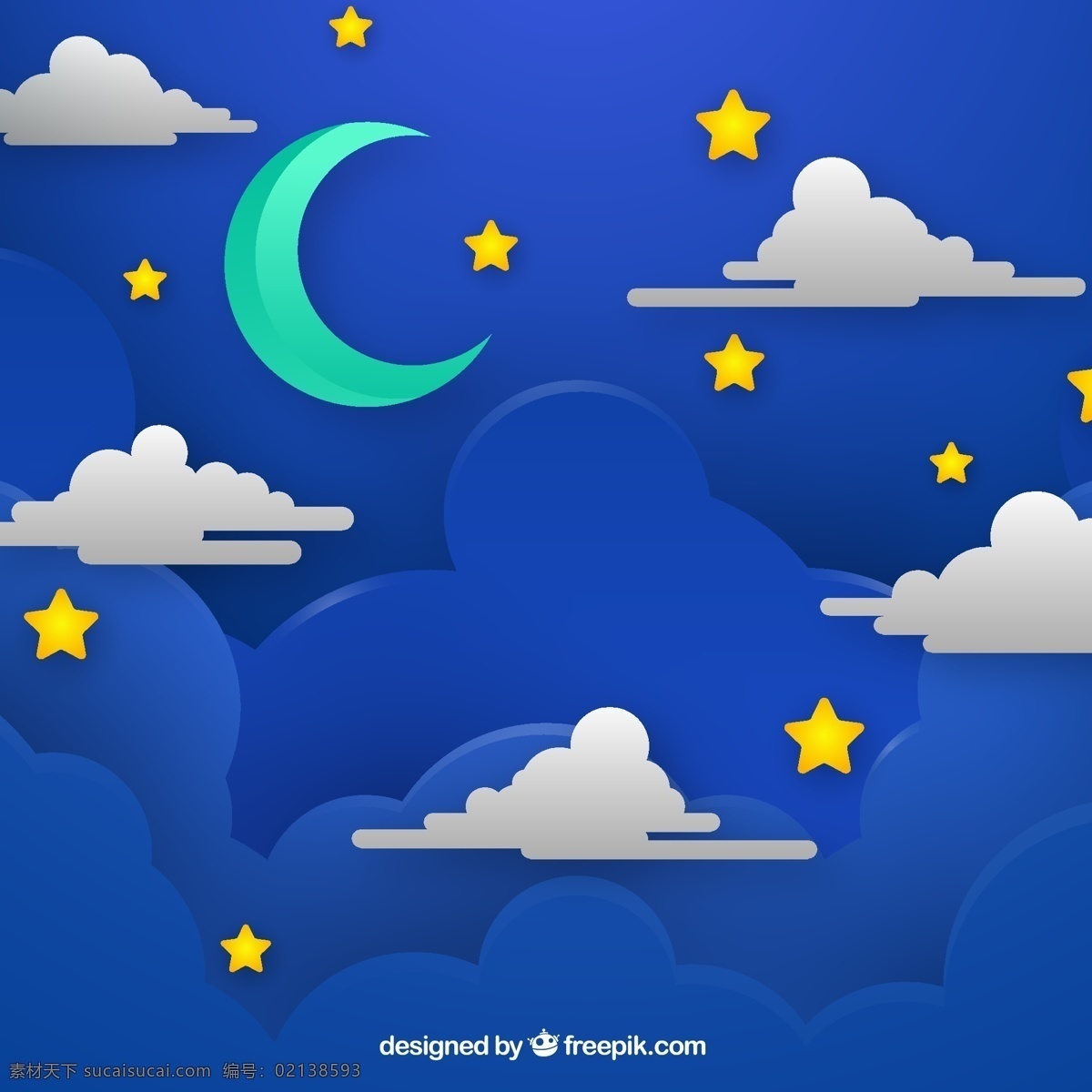 创意 夜晚 天空 月亮 云朵 星星 风景 自然景观 自然风光